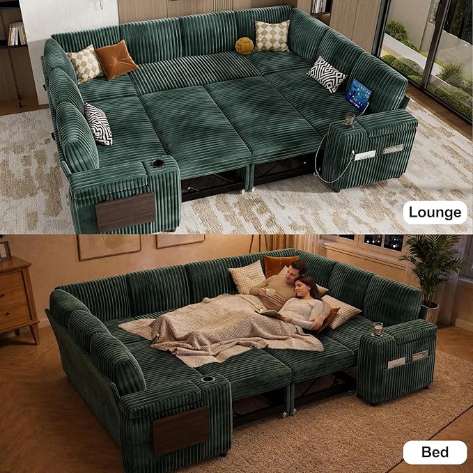 Vipbear 111" Modular Sectional Sleeper Sofa
