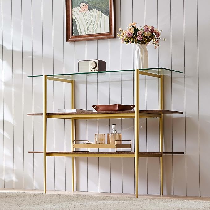 LumFurn Glass Console Table for Living Room, Foyer & Entrance, H41 x W14 x
