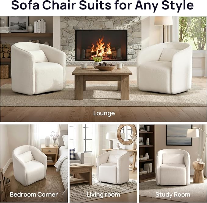 Oversized Boucle Swivel Accent Chair