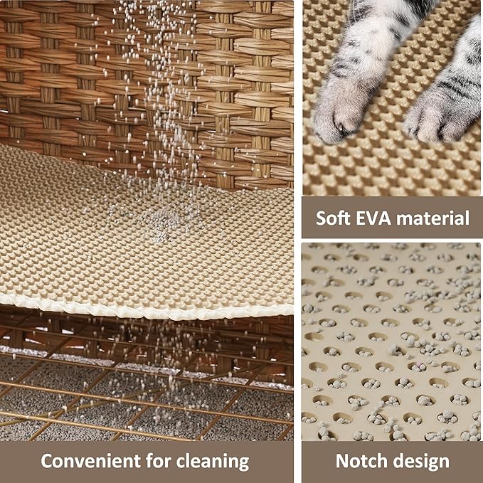 Cat Litter Box Enclosure with Soft Litter Mat; Hidden Cat Washroom Furniture