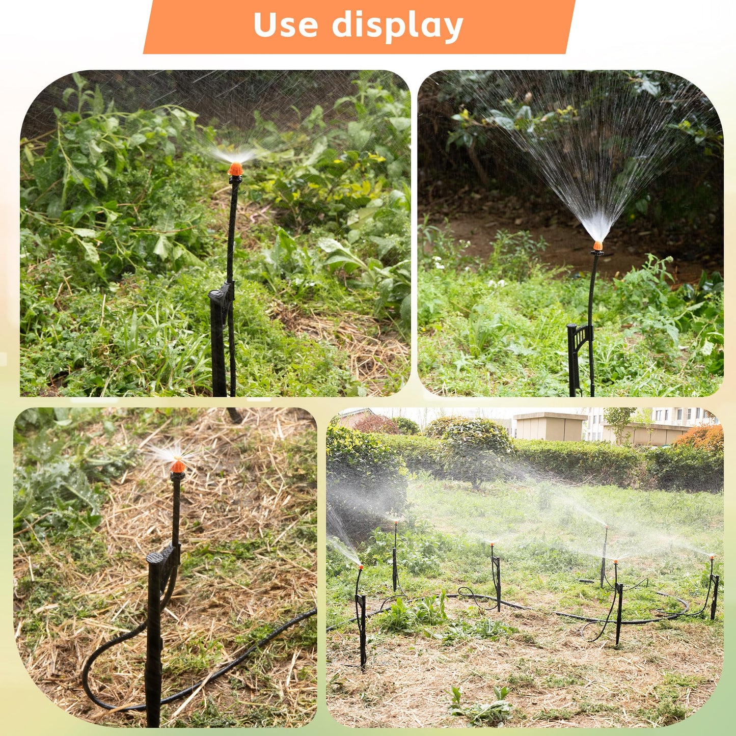 12 Sets 360°Drip Micro Spray Emitters with Sprinkler Stake, Drip Sprinkler Heads with Adjustable Riser 1/4" Irrigation Tubing and Barbed Coupler,Micro Sprinkler Assembly for Garden Irrigation System