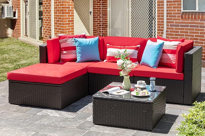Vongrasig 5 Pieces Small Patio Furniture Sets, All-Weather Outdoor Sectional