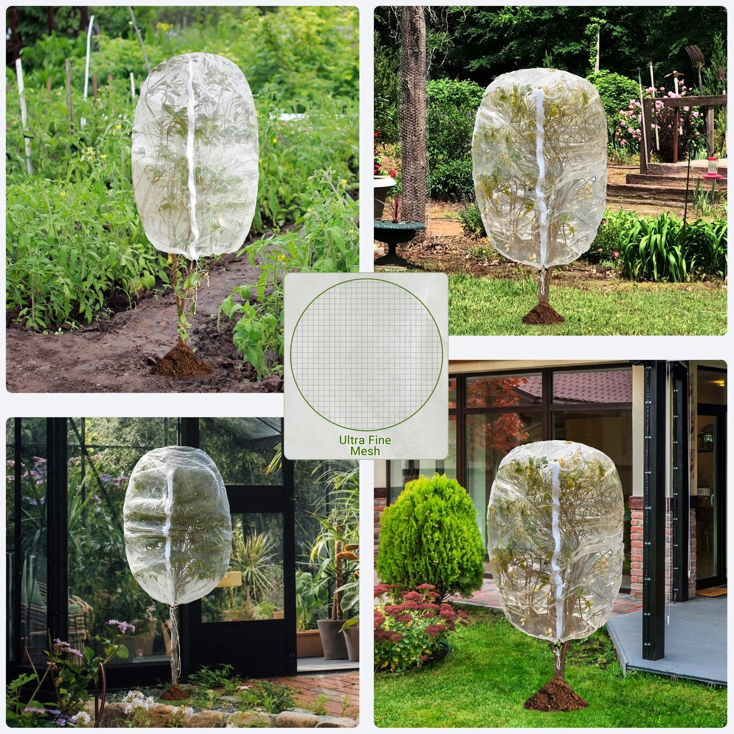 2 Pack Bird Netting for Fruit Trees with Zipper & Drawstring – 3.3x4.6FT Garden Plant Covers, Reusable Protection for Blueberry Bushes, Tomato Plants, Cherry Trees – Blocks Birds, Cicadas & Pests