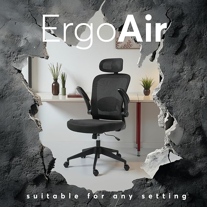 Oline ErgoAir Ergonomic Office Chair – Adjustable Lumbar Support, Flip-Up