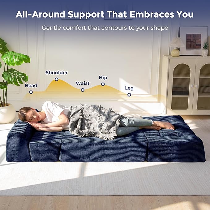 MAXYOYO 8" Folding Sofa Bed, Fold Out Chair Bed Sleeper Chair, Convertible