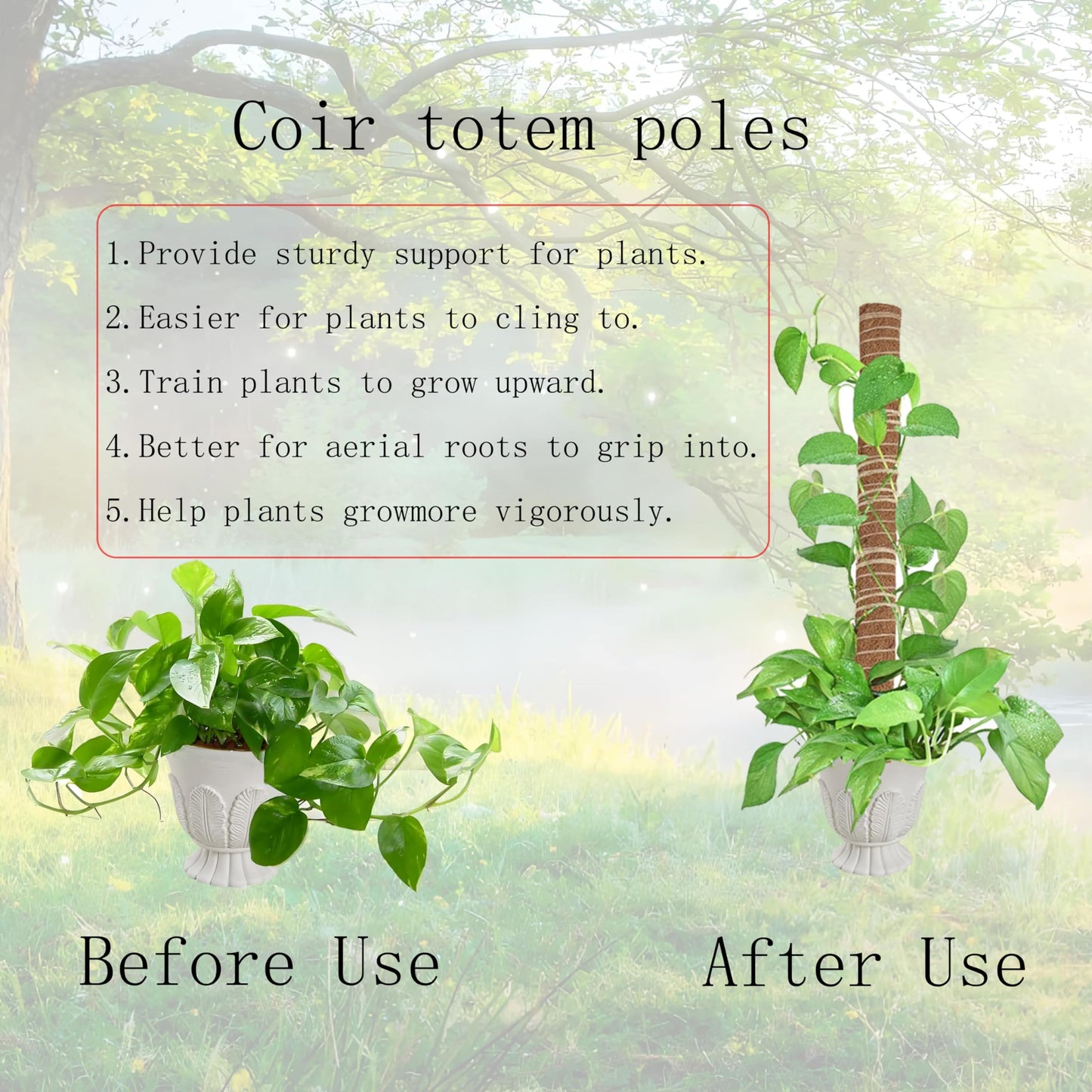4 PCS 12 Inch Moss Pole Support Sticks for Monstera Plants, Ideal for Climbing and Potted Plants, Coir Moss Poles for Indoor Plant Growth Upwards