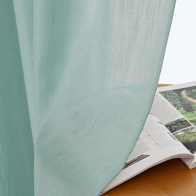 Chyhomenyc Aqua Green Semi Sheer Curtains 54 Inch Length