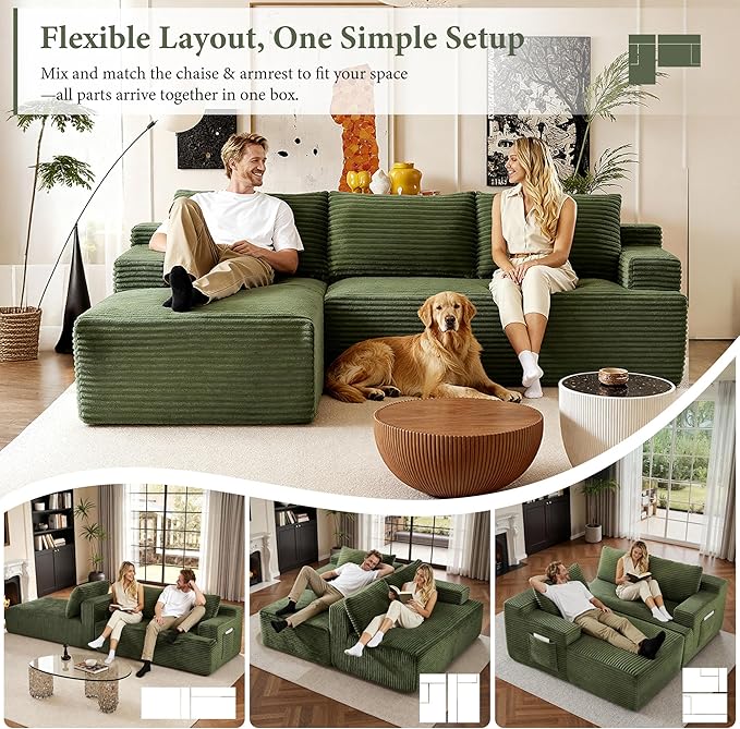 96" Sectional Couches for Living Room Cloud Couch Sofa