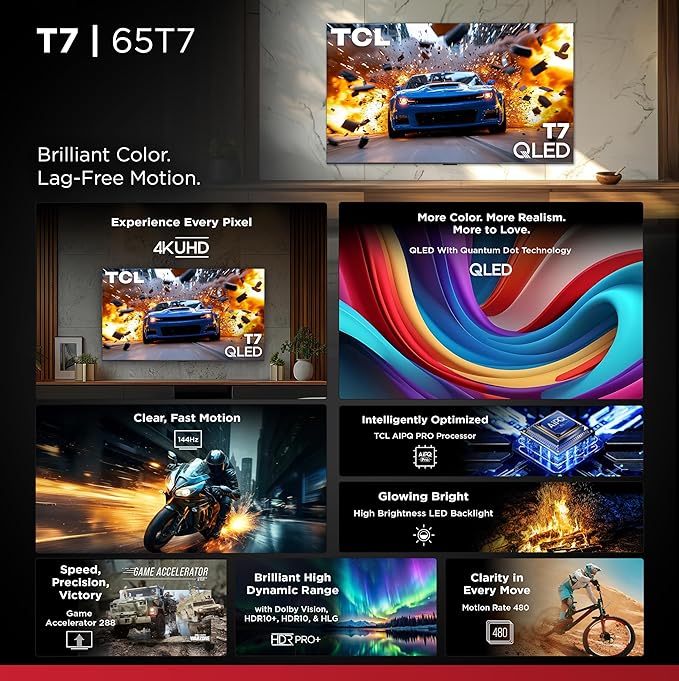 TCL Amazon Exclusive 65 Inch Class T7 Series | 4K QLED HDR Lag-Free Smart