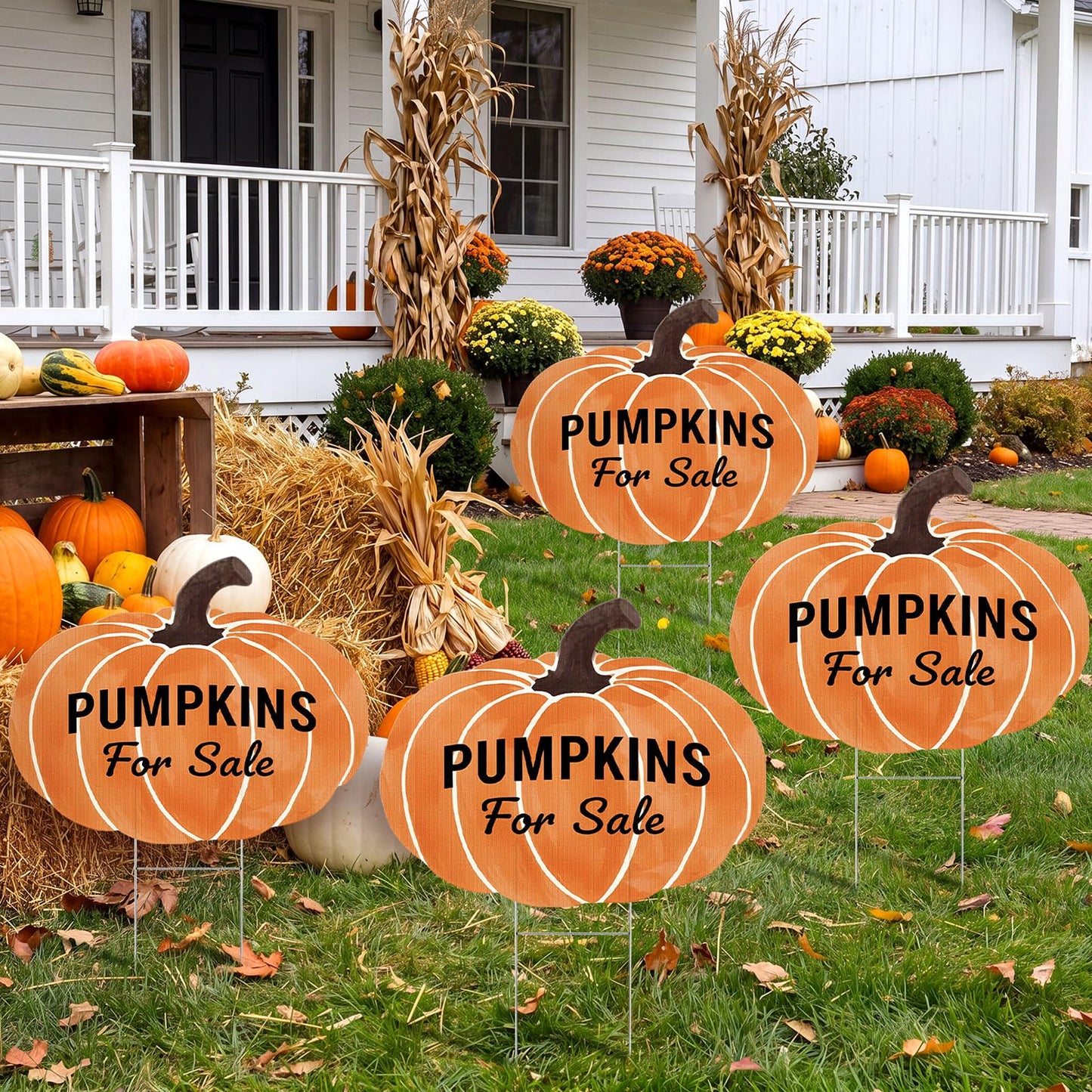 Otoolling 4 Pcs Pumpkins for Sale Yard Sign with Stakes Fall Thanksgiving Garden Patch Signs 15.7 x 13 Inch Fall Pumpkin Weatherproof Decorative for Outdoor Yard Garden Lawn