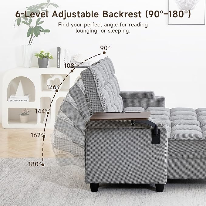 70.9" Chaise Lounge Chair Indoor, Oversized Boucle Upholstered Sofa Bed
