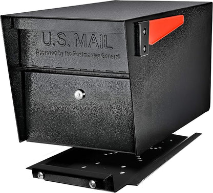 Mail Boss 7500 Mail Manager Pro Curbside Security, Black Locking Mailbox with House Numbers, Mounting Plate and Pull Out Mail Tray