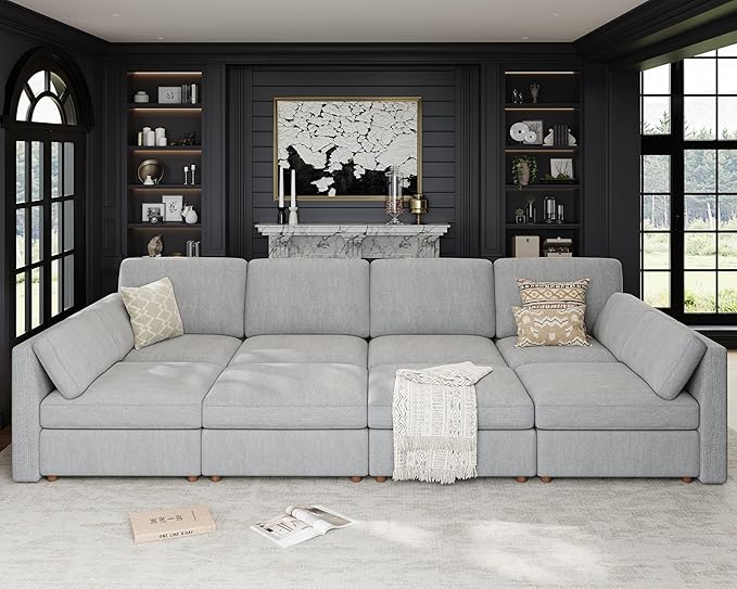 Oversized Modular Sectional Sleeper Couch, Solid Wood Frame, Removable Washable