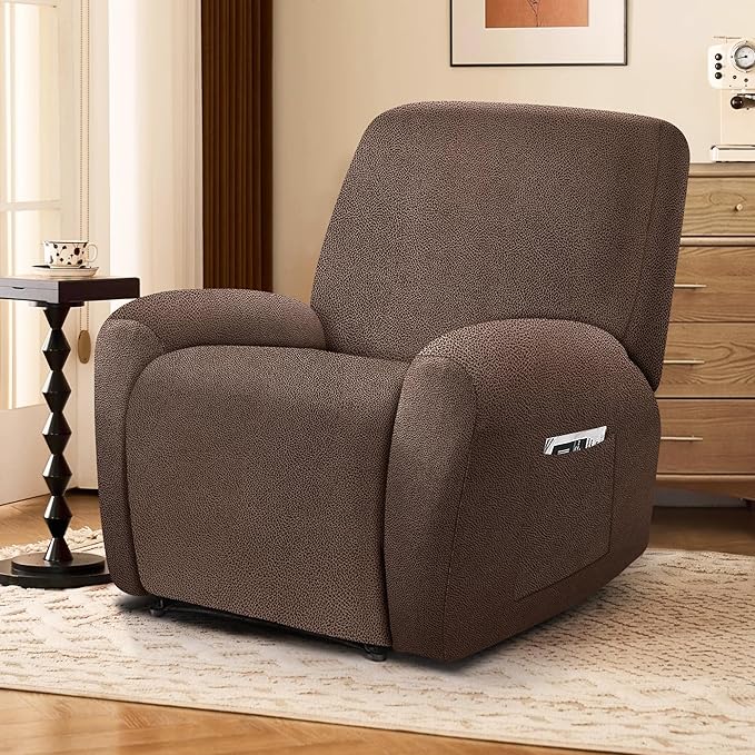 ANARACHON Leather Look Recliner Chair Covers, 4-Pieces Stretch Recliner Cover