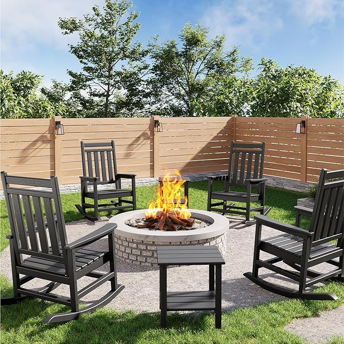 GarveeLife Poly Lumber Rocking Chair Outdoor Set of 4