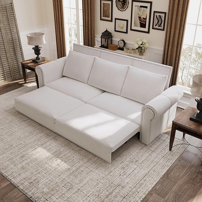 3 in 1 Convertible Sleeper Sofa Bed, 93.7" King Size Sofa Sleeper