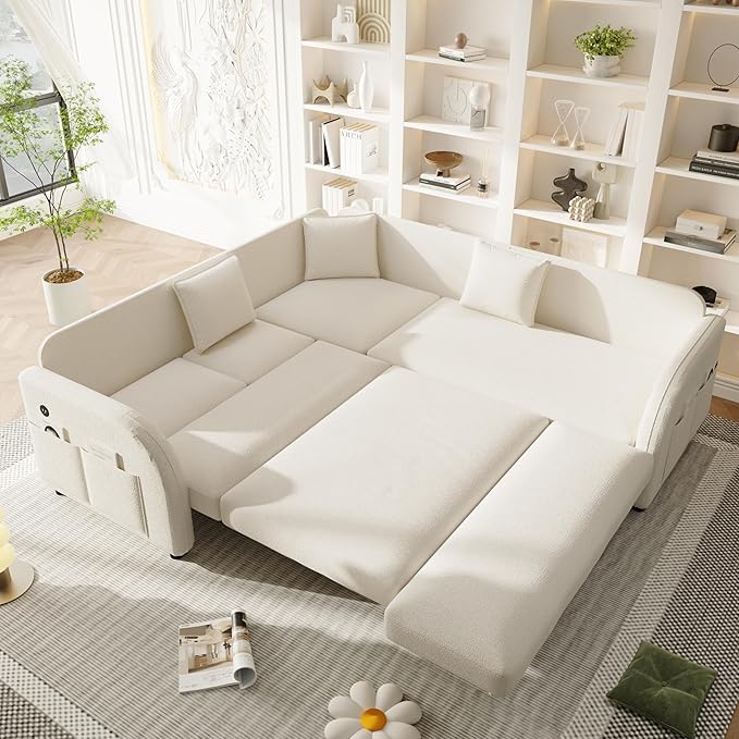 Queen Size Sleeper Sofas Convertible Couches, L Shaped Sectional Couch