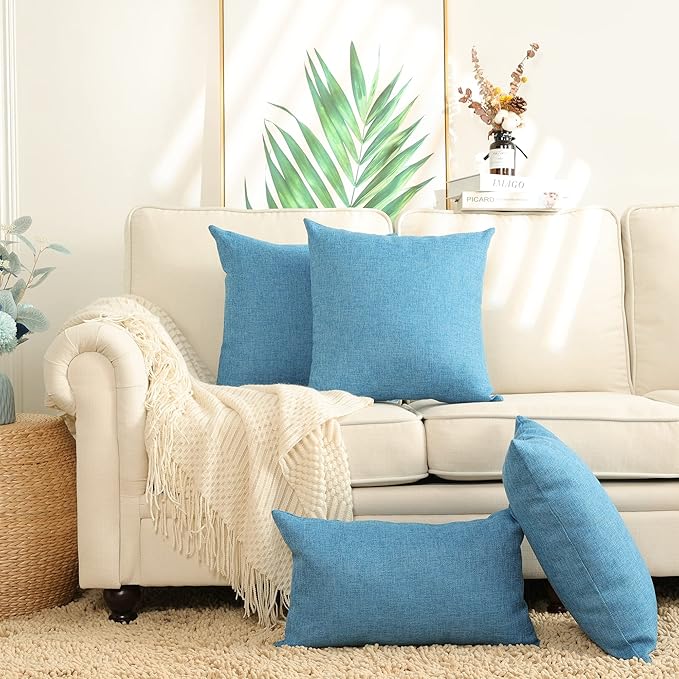 Stellhome Burlap Throw Pillow Covers 18x18 inch