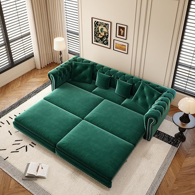89" Velvet Pull Out Couch Bed