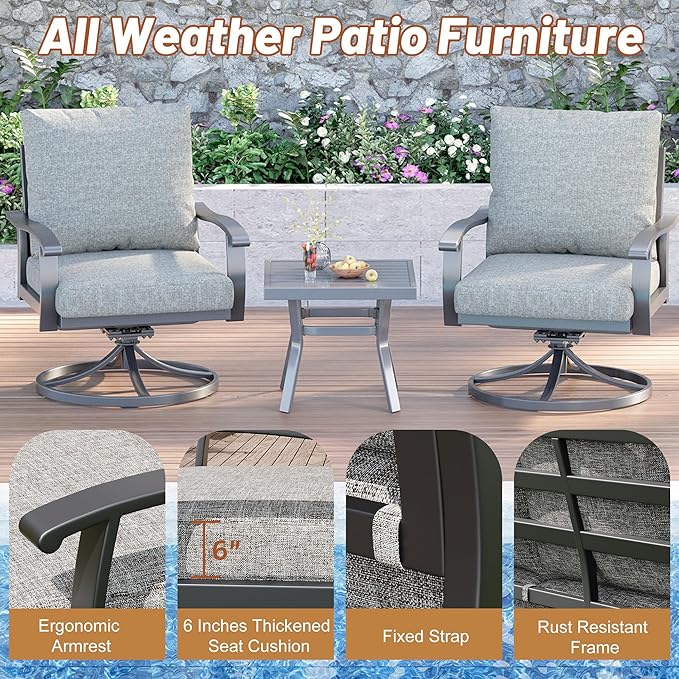 HOMREST Outdoor Swivel Rocker Patio Chairs