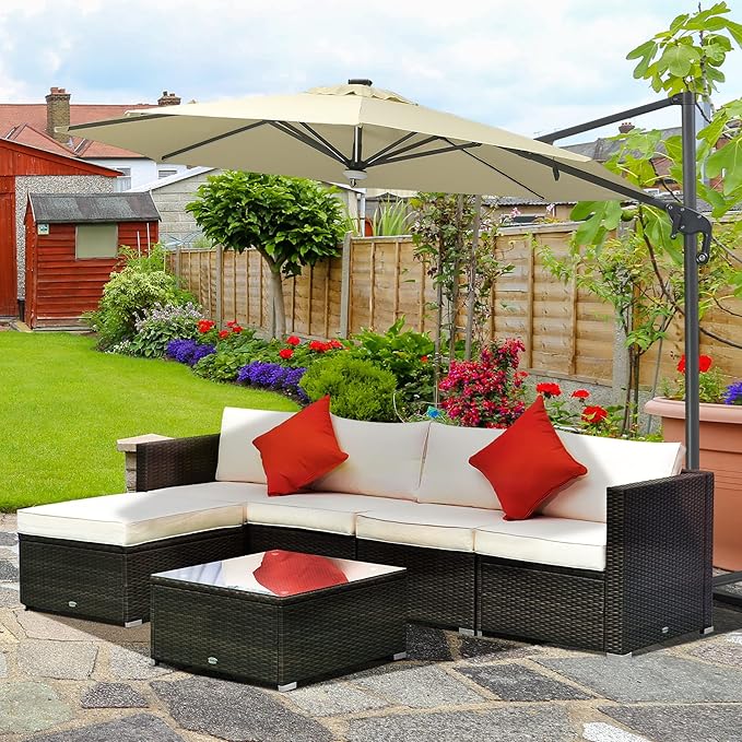 Outsunny 6 Piece Patio Furniture Set Outdoor Wicker Conversation Set All