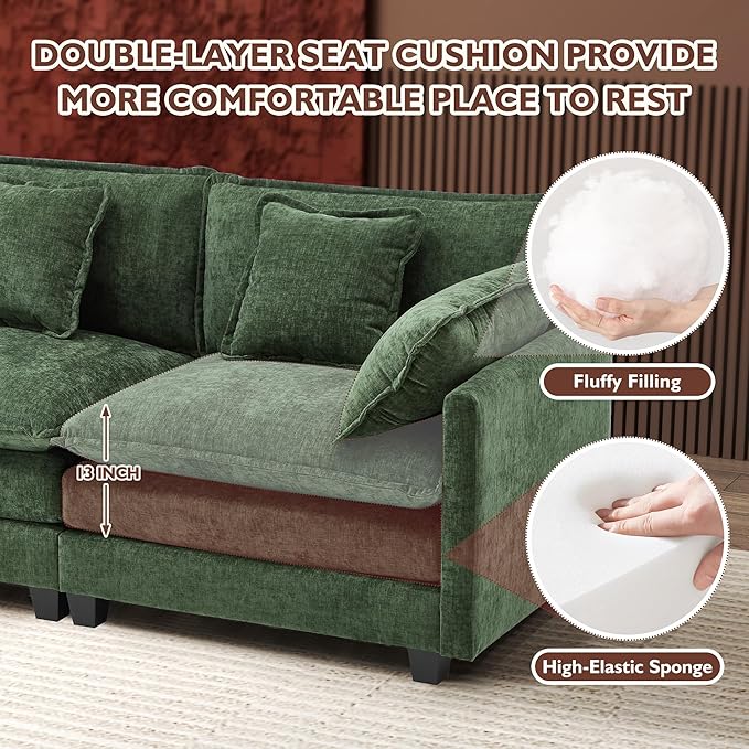 Ihanherry Cloud Sofa 77 Inch Loveseat, Modern Sectional Couch, 2-Seats Sofa