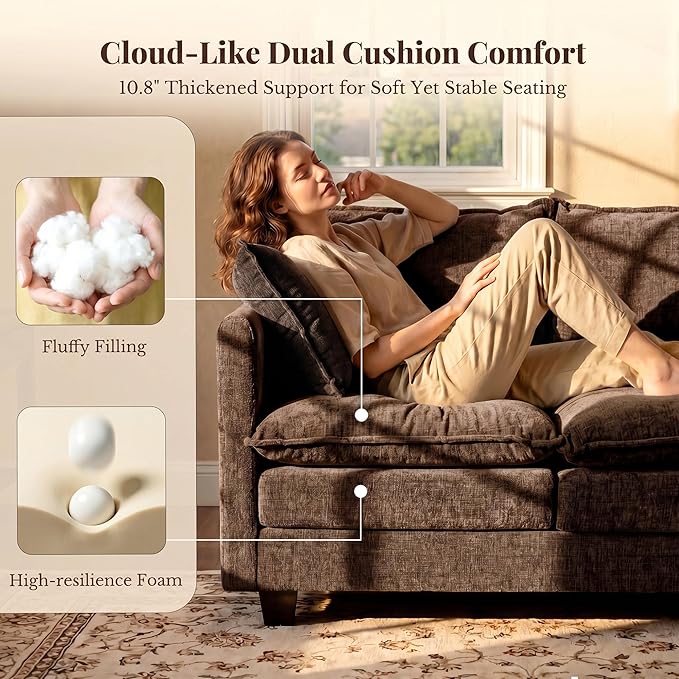 Loveseat Sofa with Cloud 3-Layer Cushion & 27" Deep Seat, Modern Love Seat