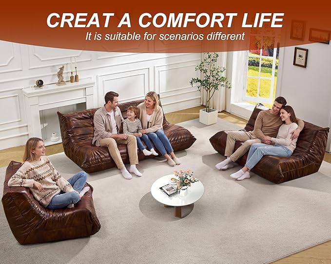 Hobestluk Bean Bag Chair Giant Bean Bag Sofa 3 Seater Bean Bag Chairs