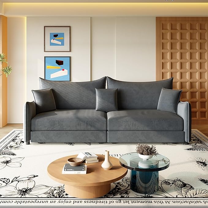 KEIKI 81.9" 3-in-1 Convertible Sofa Bed, Modern Velvet Sleeper Couch