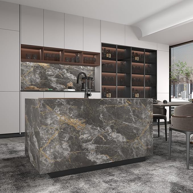 BAYYA Faux Marble Contact Paper Waterproof Countertop Peel and Stick Wallpaper