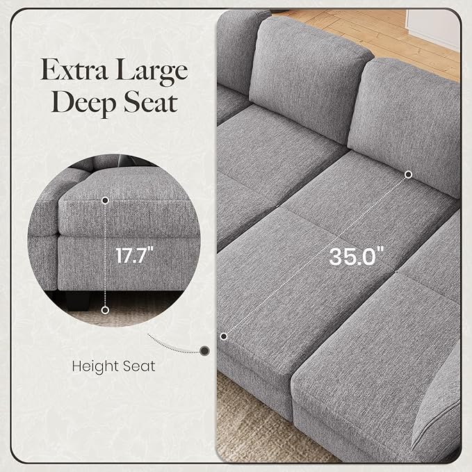 Belffin 111" Cloud Sectional Sleeper Sofa