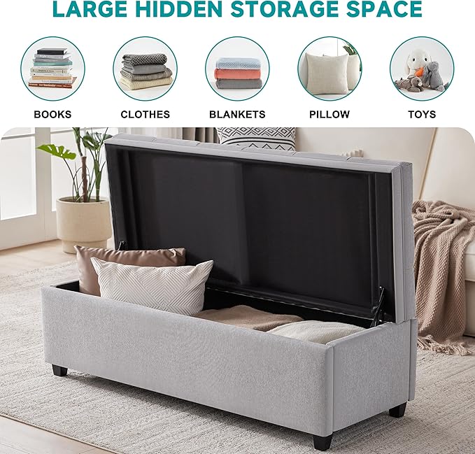 Mangodan 50" Storage Ottoman Bench, Tufted Ottoman