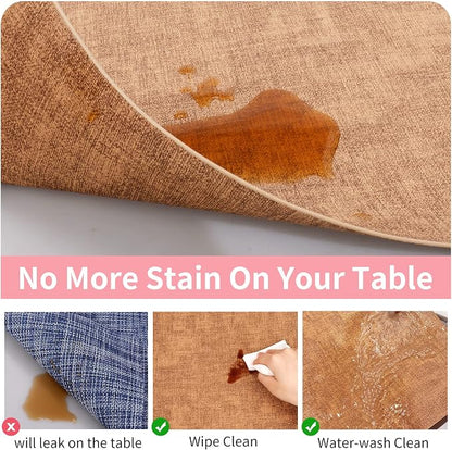 Maxpearl 8-Piece PU Leather Placemats – Durable, Heat Resistant & Wipeable Table Mats, Non-Slip and Waterproof Dining Place Mats for Kitchen or Patio Table, 17x12 Inches, Brown