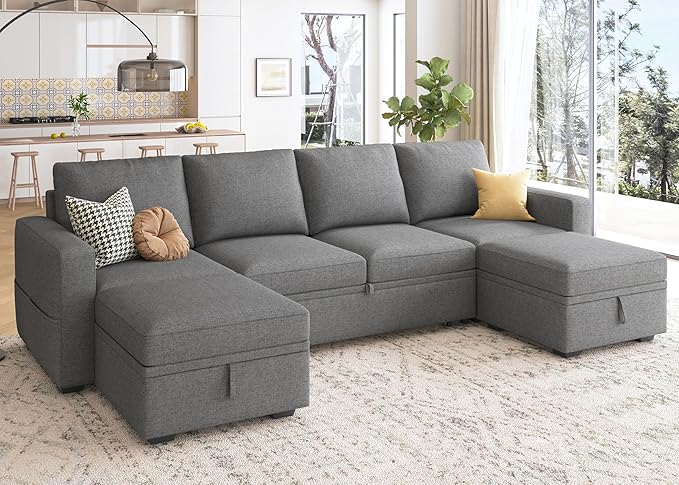 HONBAY Modular Sectional Sleeper Sofa Bed, Sectional Couch