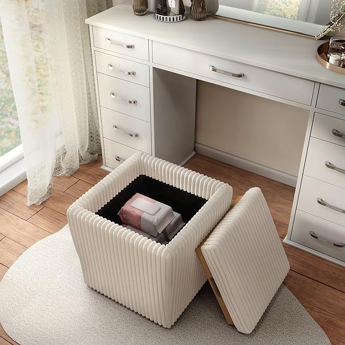 Furniture of America Lennox Modern Chenille 17-inch Square Storage Ottoman