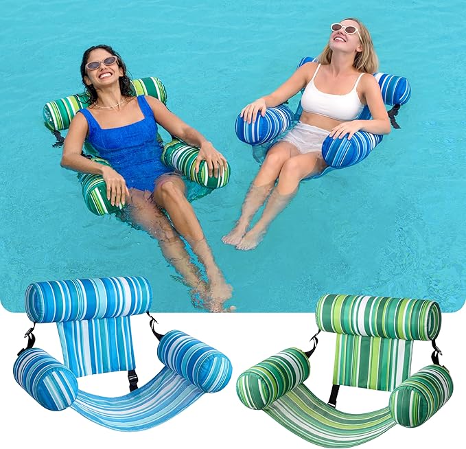 SLOOSH Inflatable Pool Floats Adult, 2 Packs Floating Lounge Chairs, Blow up