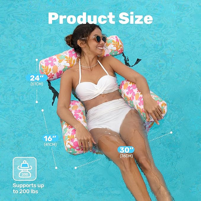SLOOSH Inflatable Pool Floats Adult, 2 Packs Floating Lounge Chairs, Blow up