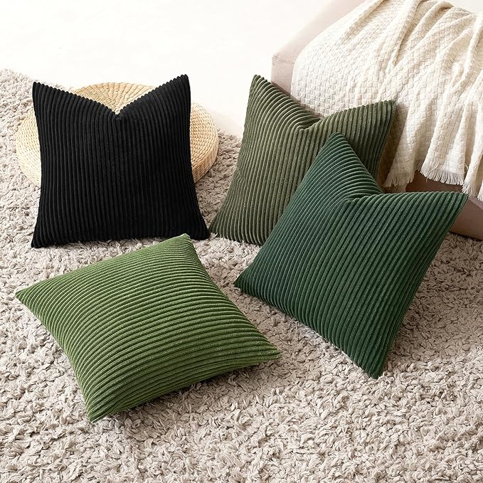 MIULEE Boho Farmhouse Throw Pillow Covers 18x18 Inch Set of 4 Mordern Neutral
