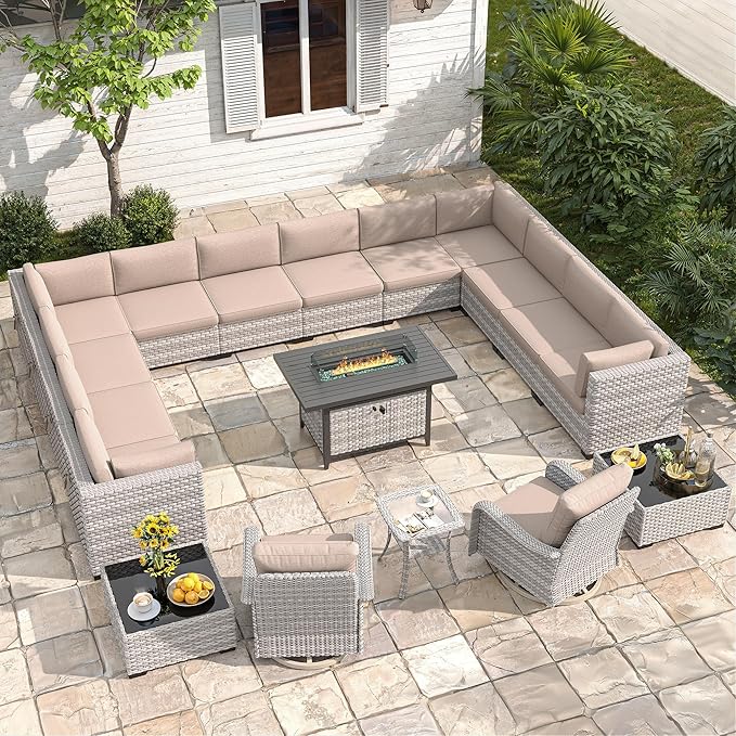 14-Seat Outdoor Wicker Patio Furniture Set