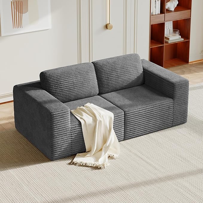 Vesgantti 80" Modular Sectional Sofa, Corduroy Cloud Couch