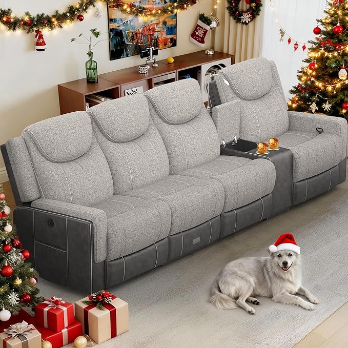Dresegmt 4 Seat Recliner Sofa, Manual Recliner Couch