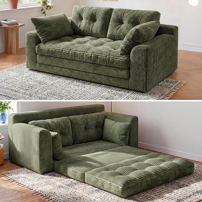 Homkdom Convertible Loveseat Sleeper, Space-Saving Folding Sofa Bed