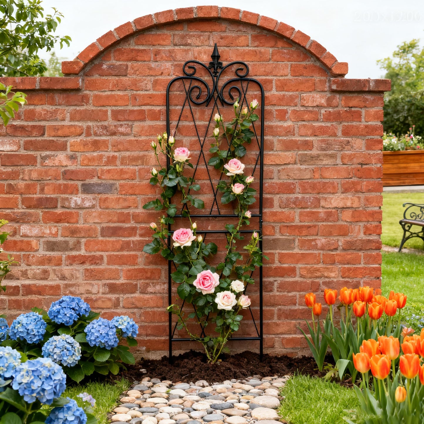 SCENDOR Garden Trellis for Climbing Plants 59inch x15inch Rustproof Metal Vine Trellises for Outdoor Climbing Plants Support Structures A (150cm) 2Pack