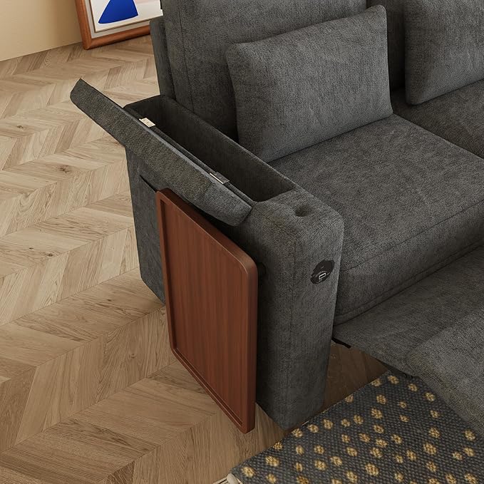 Sectional Sleeper Sofa with Pull Out Couch and Reclining Chair, Modern 3-in-1