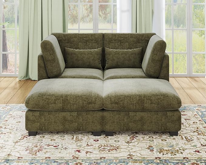 77" Oversized Chenille Couch Modular Sectional Sofa, Washable Cloud Couch
