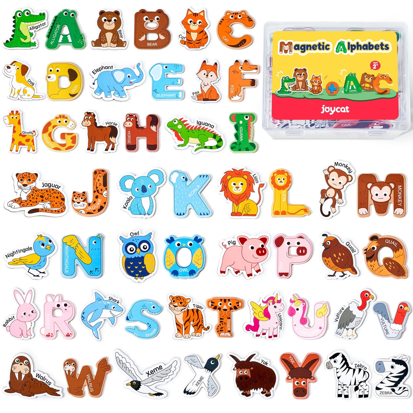 JoyCat Fridge Magnets for Toddlers – 26 Cute Animals & Uppercase Letters for Kids, Magnetic Alphabet Refrigerator Toys, Fun Educational Learning Gifts for Preschool 2 3 4 5 Years Old