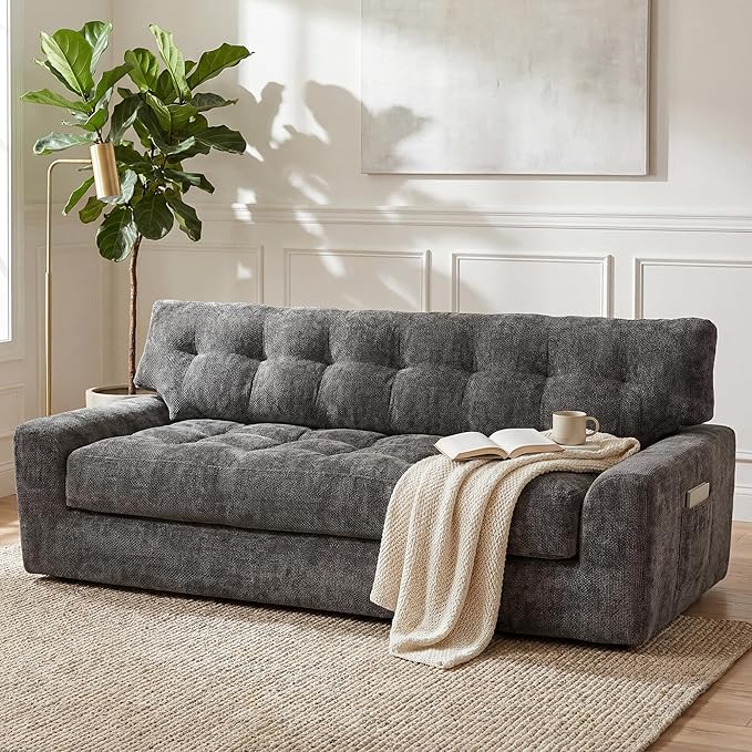 MONVANE 75.6" Convertible 3 Seater Sofa, Comfy Chenille Cloud Couch
