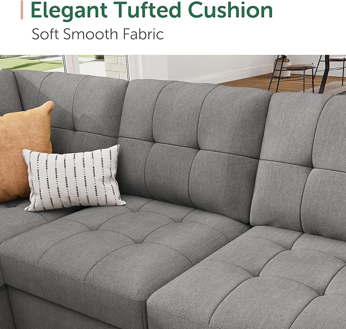 HONBAY Sleeper Sofa Bed with Storage Chaise, Sectional Couch with Pull Out Bed