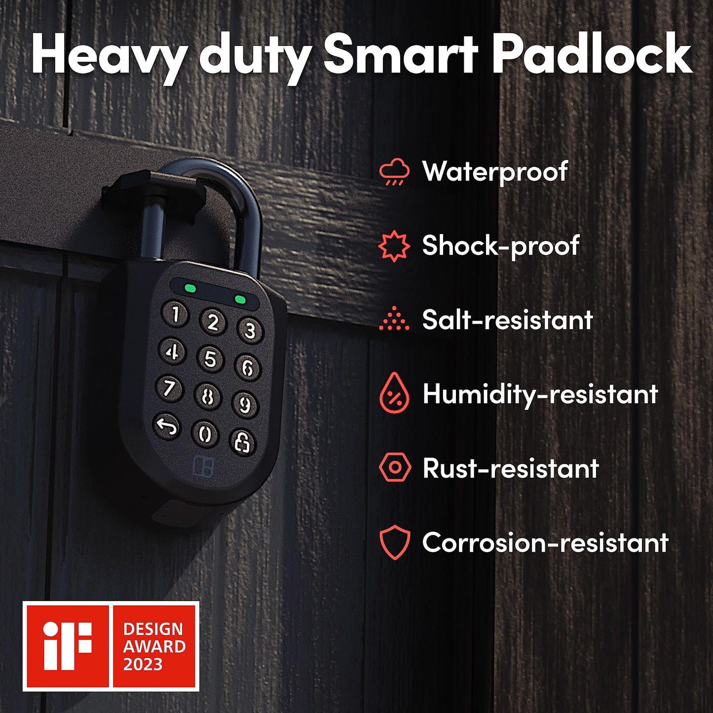 igloohome New Smart Padlock 2 (SP2), The Toughest Smart Padlock – Share Access from Anywhere with the Mobile app (iOS/Android) – No WiFi Needed, Waterproof & Rechargeable