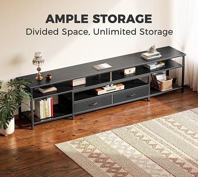 Huuger 79 Inch TV Stand for 85, 90 Inch TV, Entertainment Center